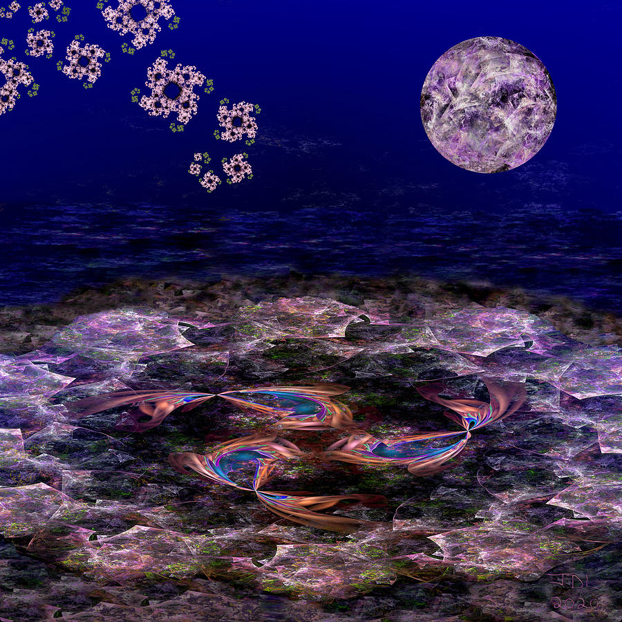 Under a Fractal Moon Digital Art by Jodi DiLiberto