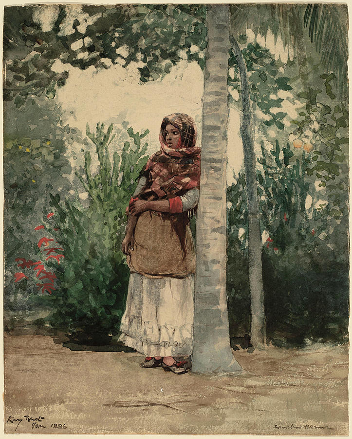 Winslow Homer Painting - Under a Palm Tree. Dated 1886. by Winslow Homer