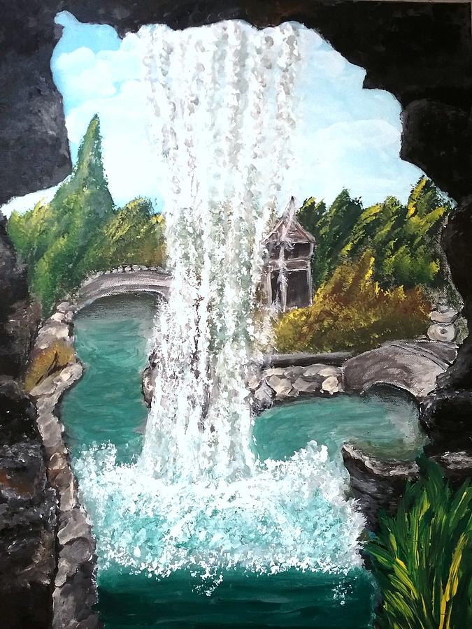 Under A Waterfall Painting