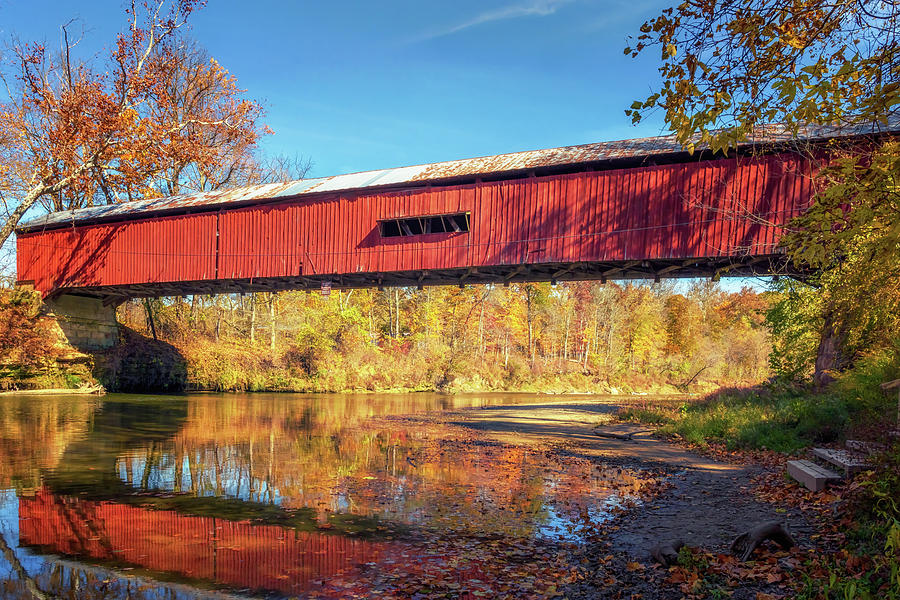 Under Cox Ford Bridge in Autumn Photograph by Susan Rissi Tregoning
