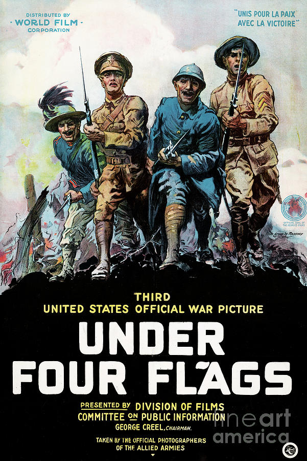 Under Four Flags, 1918 Drawing by Philip Martiny