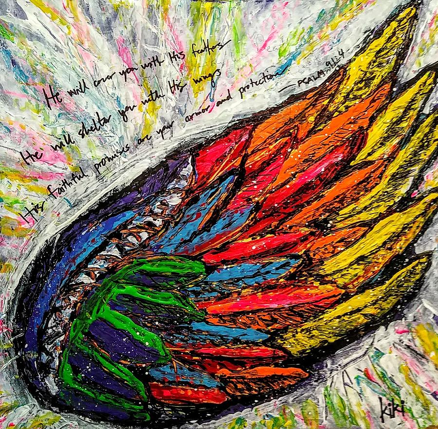 Under His Wings Painting by Kiki Curtis