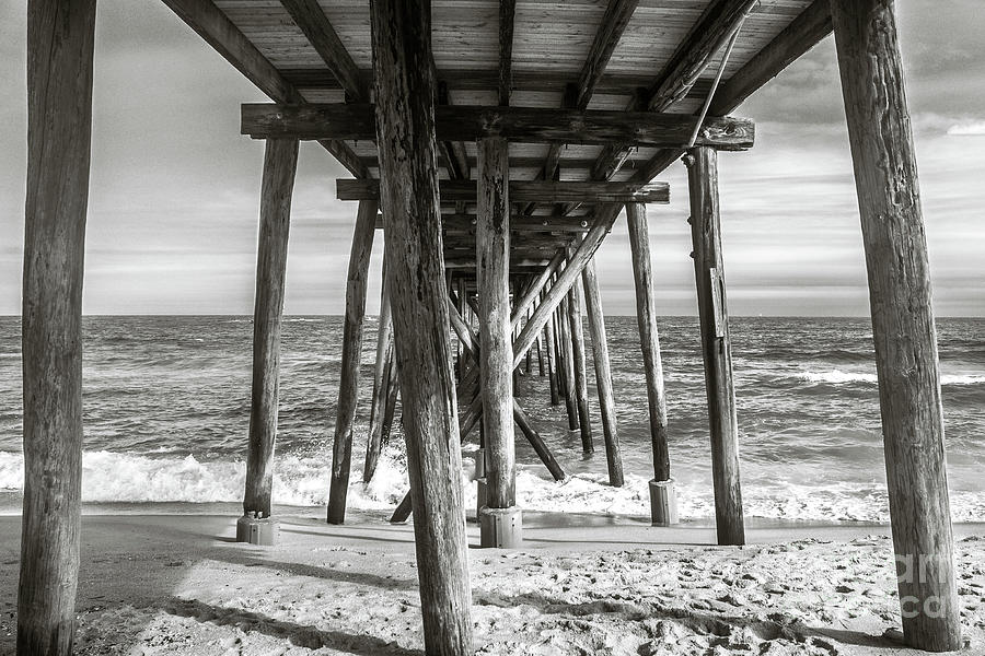Under the Belmar Fishing Pier in Black and White by Colleen Kammerer