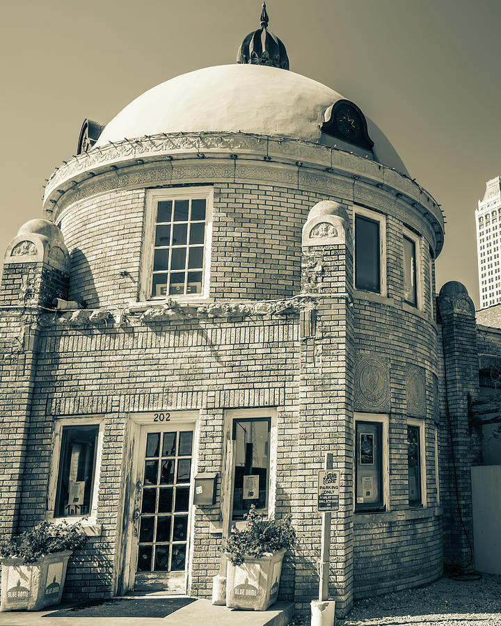 Under The Blue Dome In Sepia - A Tulsa Icon Photograph by Gregory Ballos