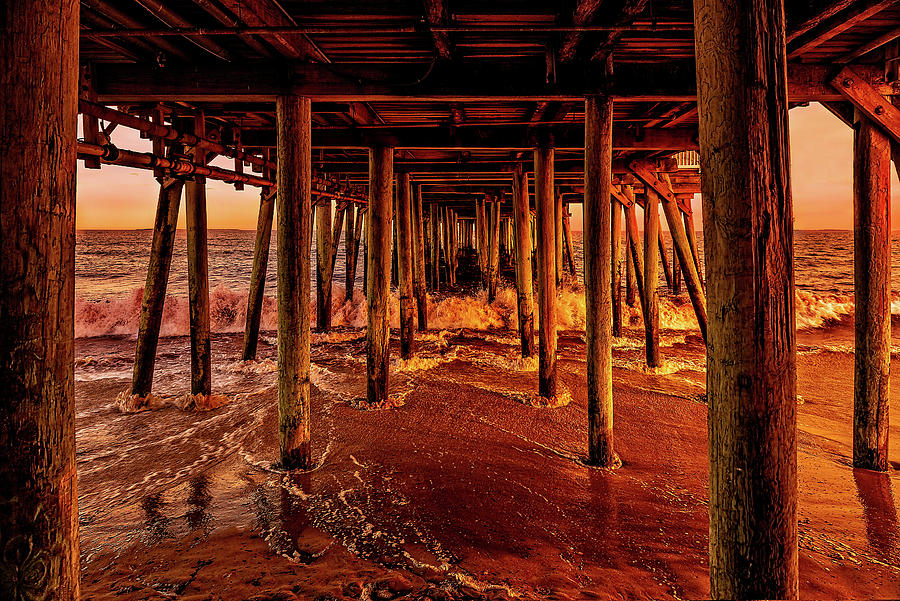 Under the Boardwalk - The Pier at Old Orchard Beach in Maine Photograph by Mitchell R Grosky