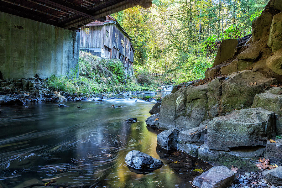 Under the Bridge at Cedar Creek Grist Mill Photograph by Belinda Greb