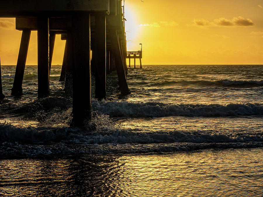 Under the Dania Pier sunrise... Photograph by David Choate - Pixels