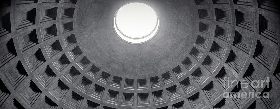 Under the Dome of Pantheon - Rome Italy BW Photograph by Stefano Senise