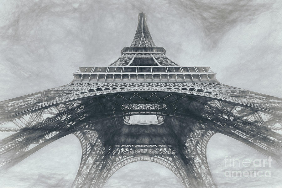 Under The Eiffel Tower, Grey Sketch Photograph by Liesl Walsh