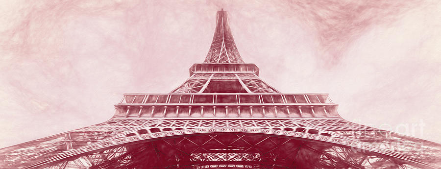 Under The Eiffel Tower, Paris, Red Sketch, Pano Photograph by Liesl Walsh