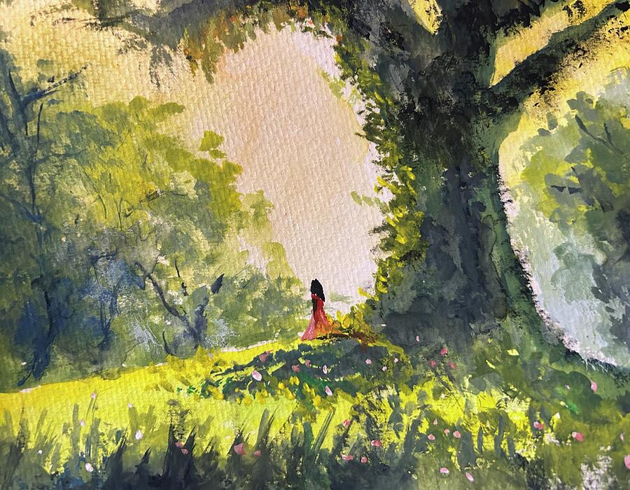 Under The Large Oak Tree Painting by Larry Whitler Under The Large Oak Tree Painting by Larry Whitler