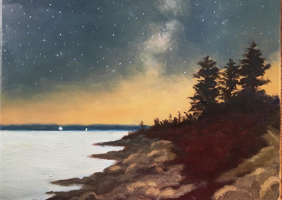 Milky Way Painting - Under the Milky Way, Bay of Fundy by Laura Roberts Milky Way Painting - Under the Milky Way, Bay of Fundy by Laura Roberts