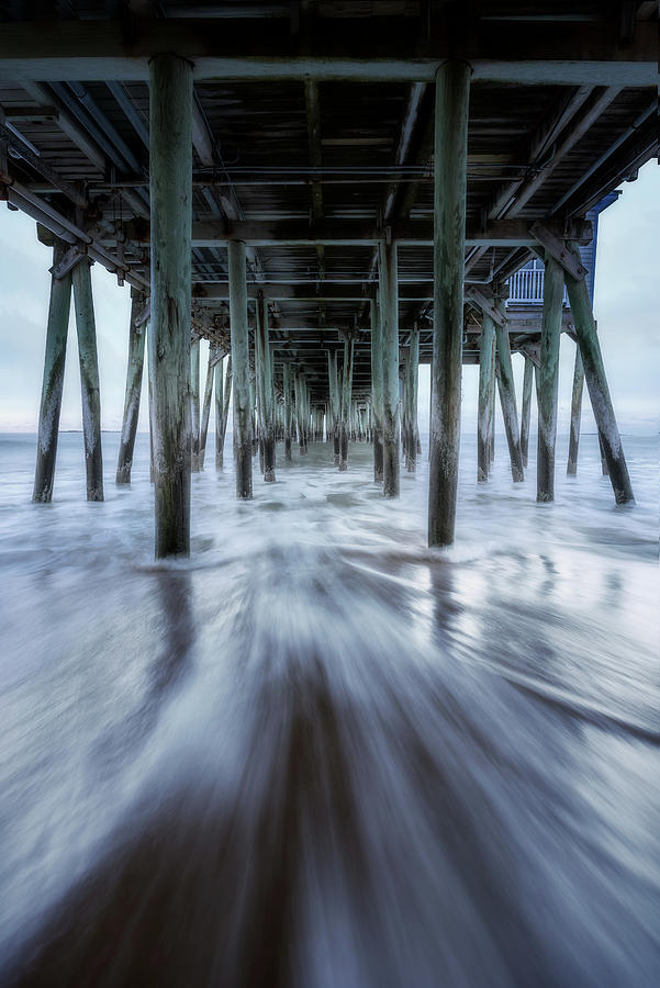 Landscape Photograph - Under The Pier At Old Orchard Beach by Jeff Bazinet