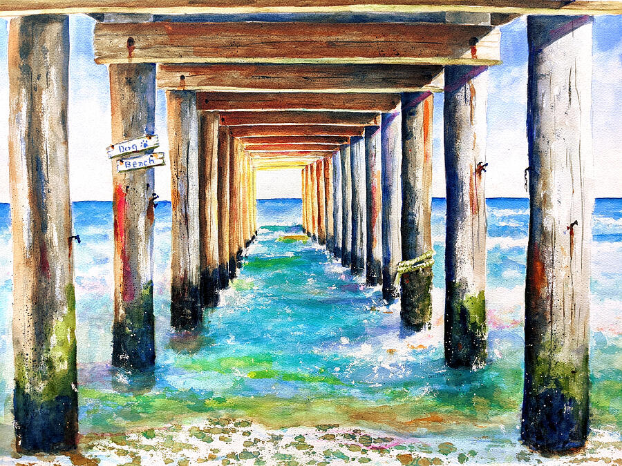 Under the Pier Sun Glow Painting by Carlin Blahnik CarlinArtWatercolor
