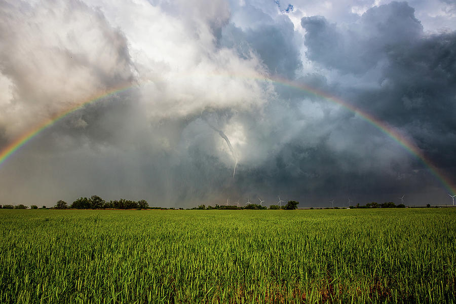 Under the Rainbow - Tornado Under Full Rainbow in Texas Photograph by ...