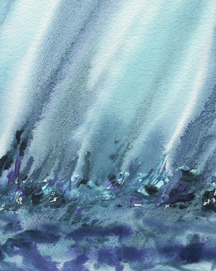 Under The Sea Abstract Ocean Blue Waters  Painting by Irina Sztukowski