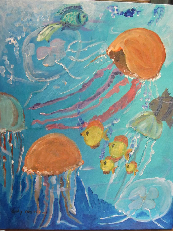Under the Sea-Jellyfish Painting by Dody Rogers