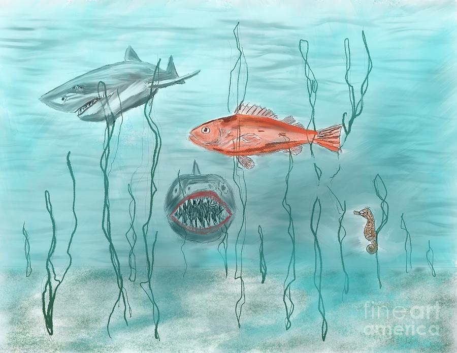 ocean mural | Under sea nursery | Under the sea drawings, Sea drawing, Ocean  drawing