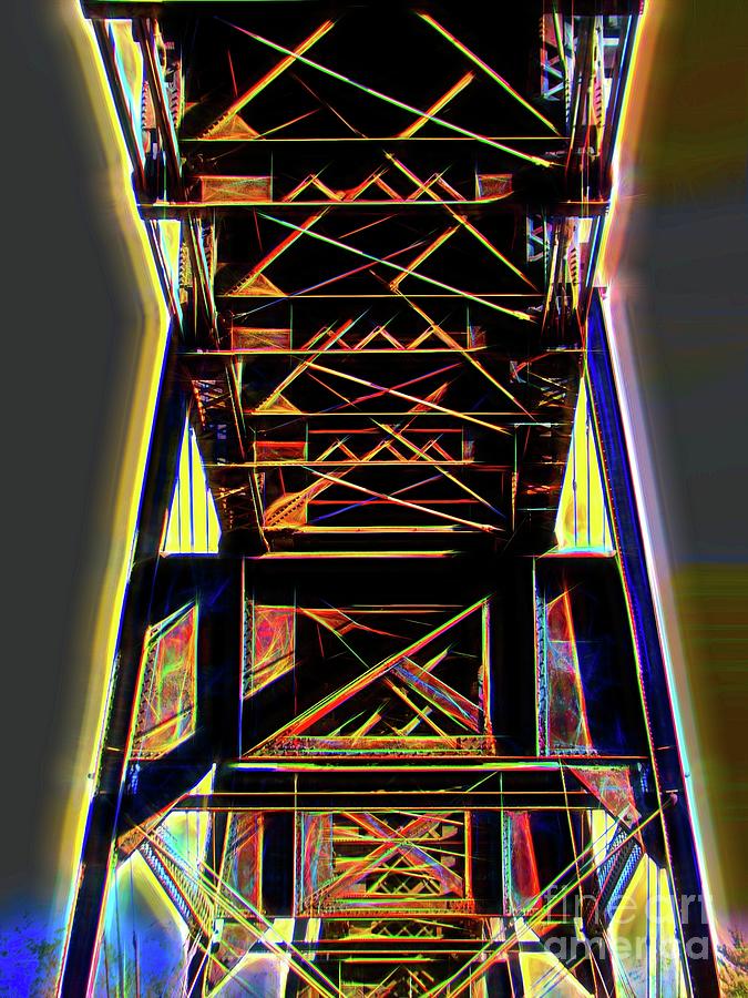 Under the Train Trestle at Letchworth State Park Abstract Wizard Effect Mixed Media by Rose Santuci-Sofranko