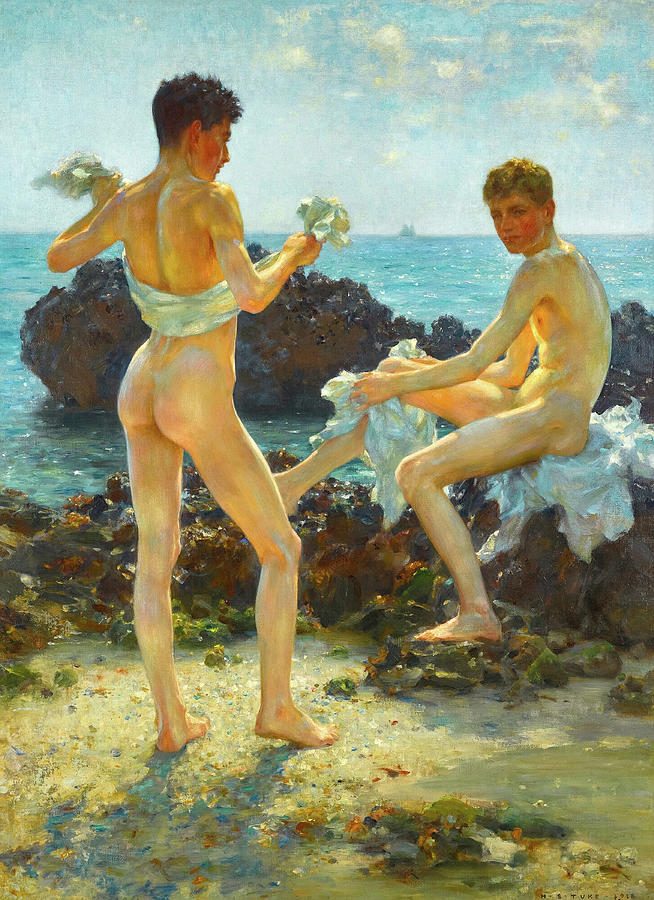 Henry Scott Tuke Painting - Under The Western Sun, 1917 by Henry Scott Tuke