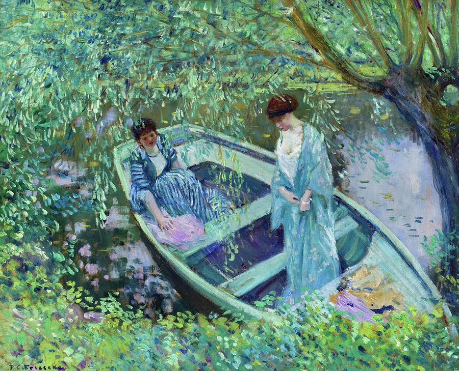 Under the Willows, 1909 Painting by Frederick Carl Frieseke - Fine Art ...