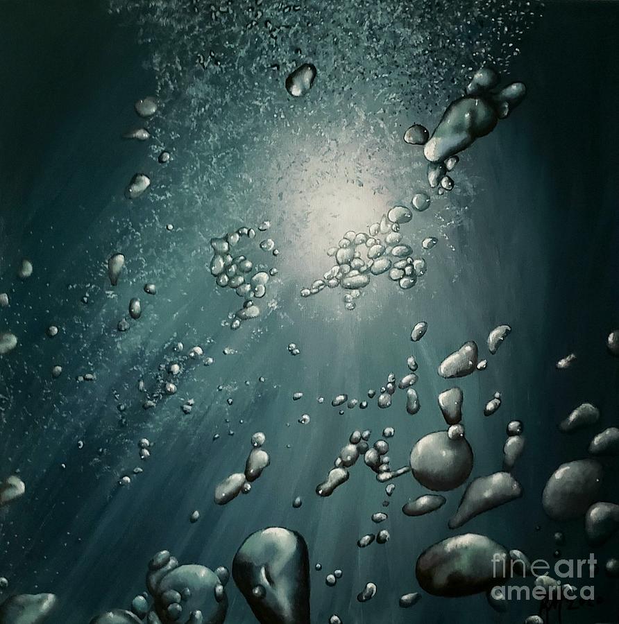 Under Water Bubbles Painting by Kathlene Melvin