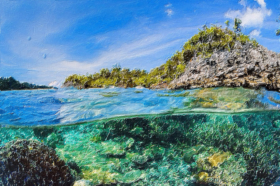 Under Water Ocean Sky Painting by Tony Rubino