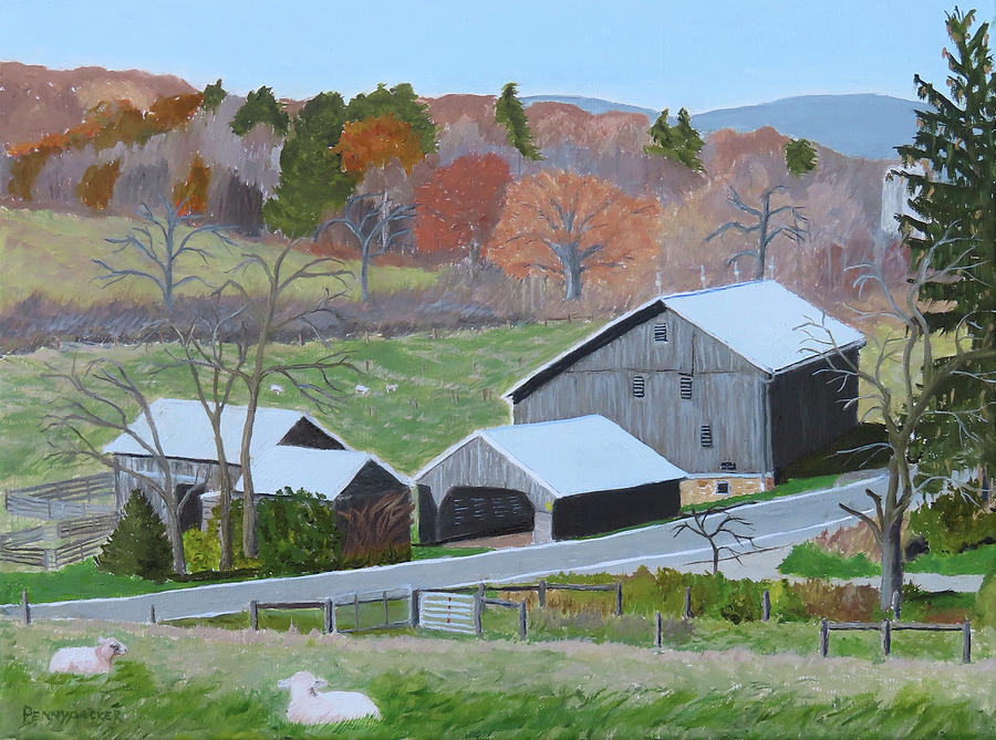 Underhill farm - Home of Leichester Longwool sheep and Angora goats Painting by Barb Pennypacker