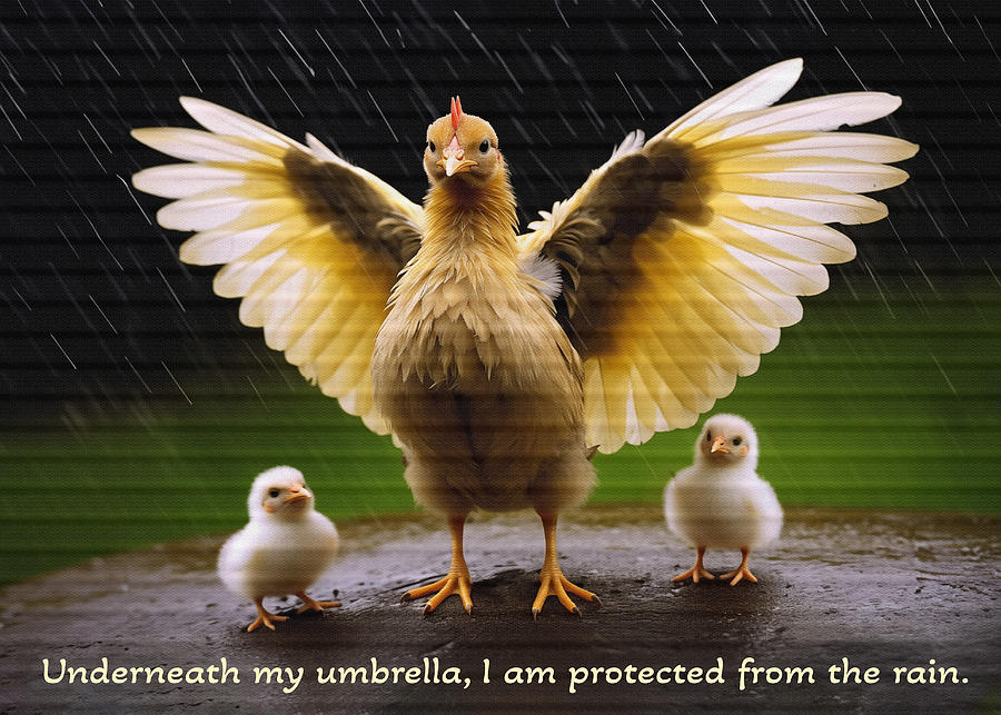 Underneath My Umbrella, I am Protected From the Rain. Digital Art by OLena Art