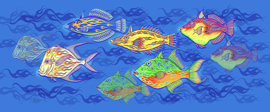 Undersea Fantasy Flame Fish Nature Panel Digital Art by Tim Phelps