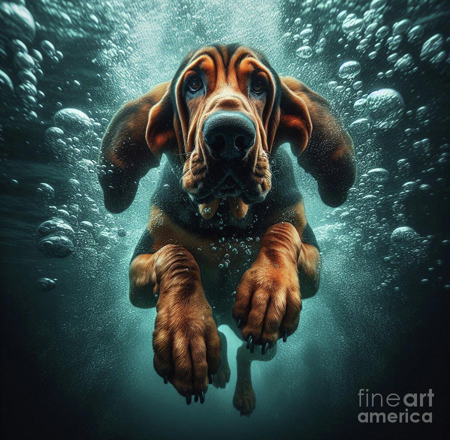 Underwater Bloodhound  Digital Art by Holly Picano