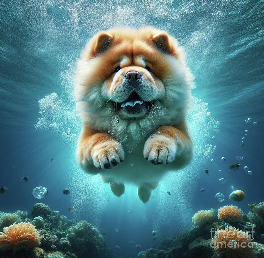 Underwater Chow Digital Art by Holly Picano