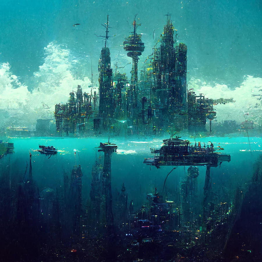 Underwater City Cyberpunk Digital Art by Ngoc Tuan Nguyen | Pixels