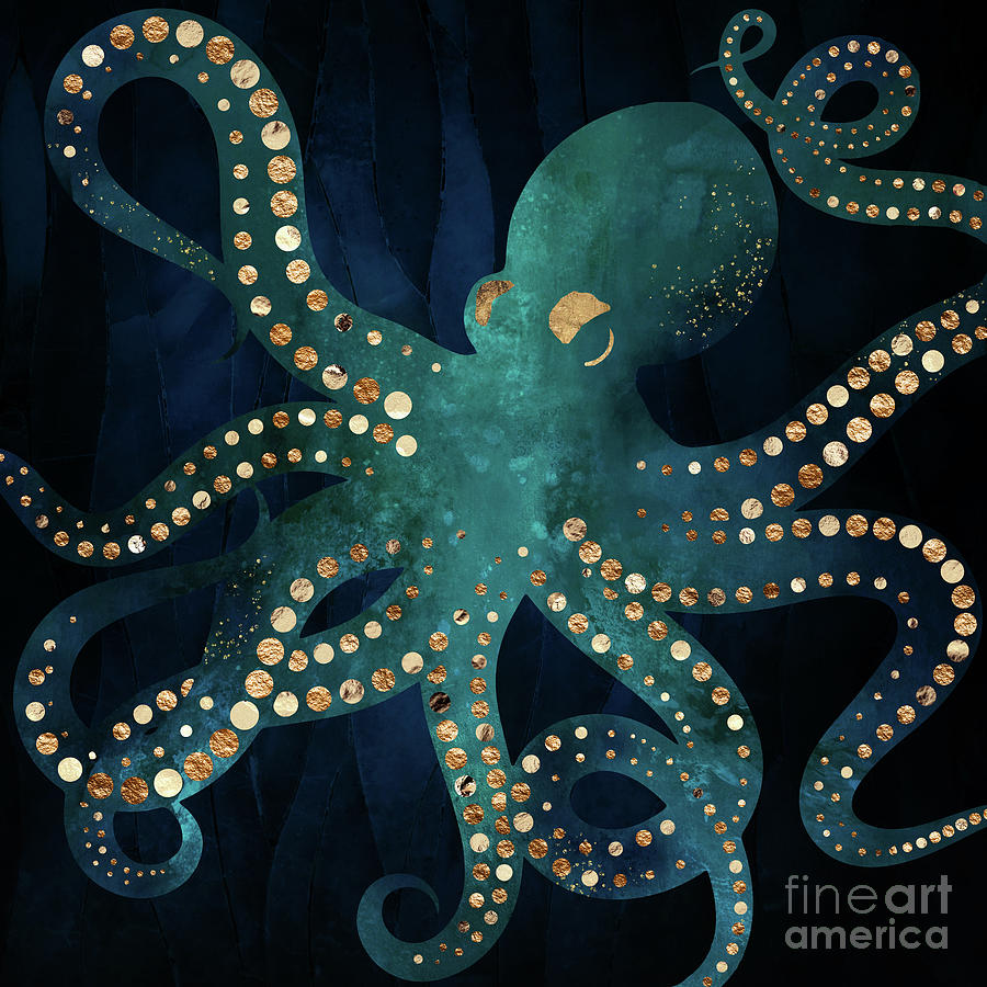 Octopus Digital Art - Underwater Dream VIII by Spacefrog Designs