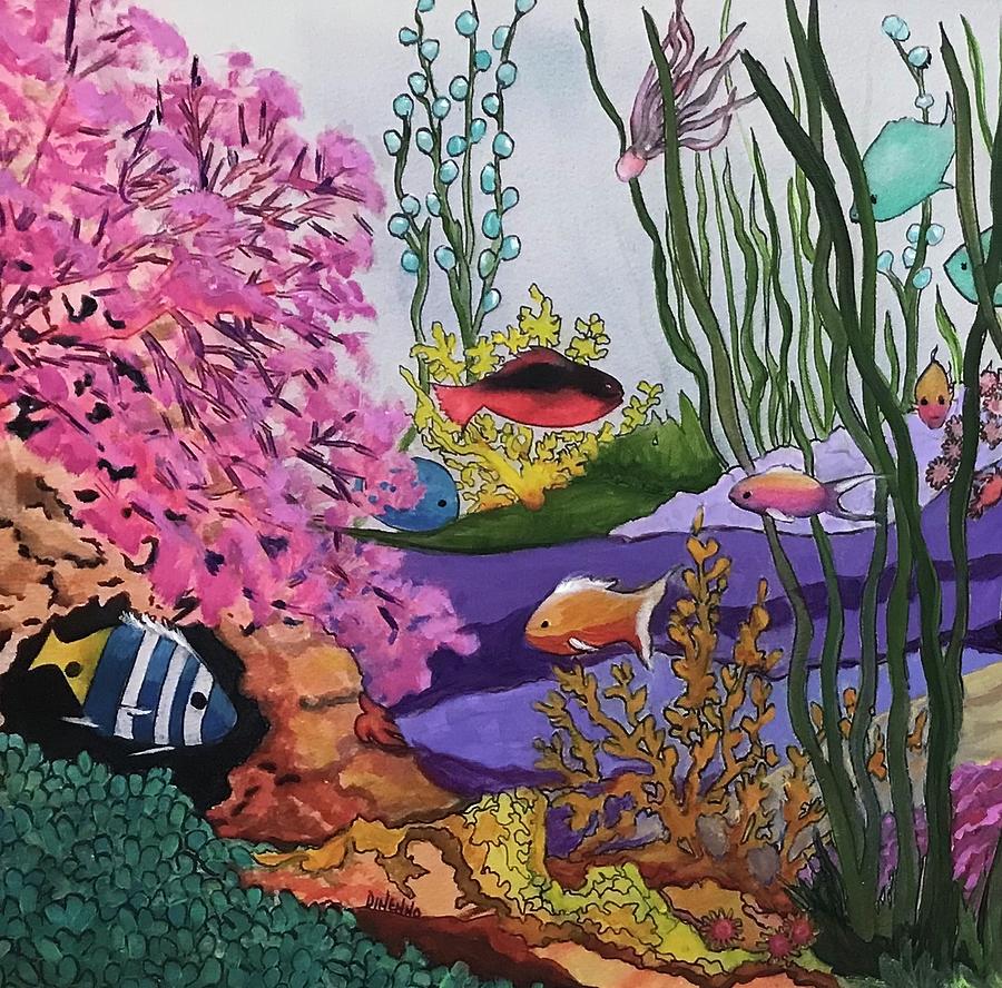 Underwater Friends I Painting by Sue Dinenno