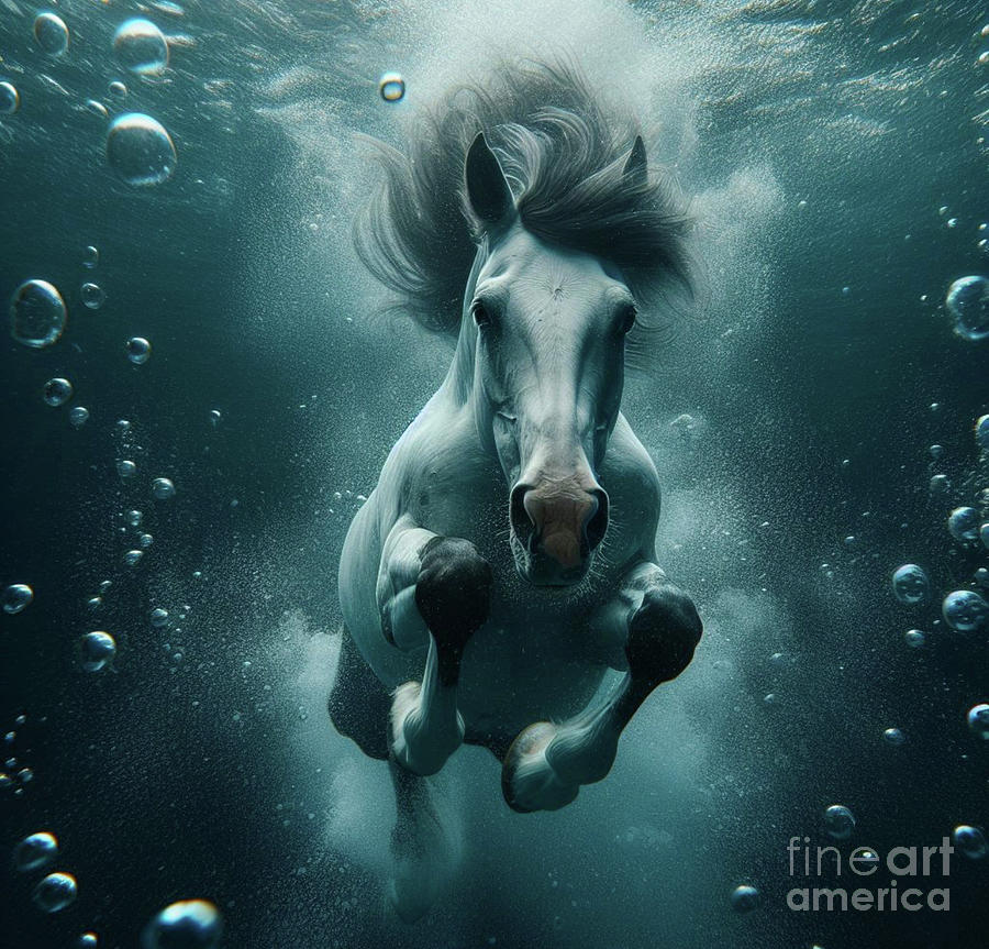 Underwater Horse Digital Art by Holly Picano