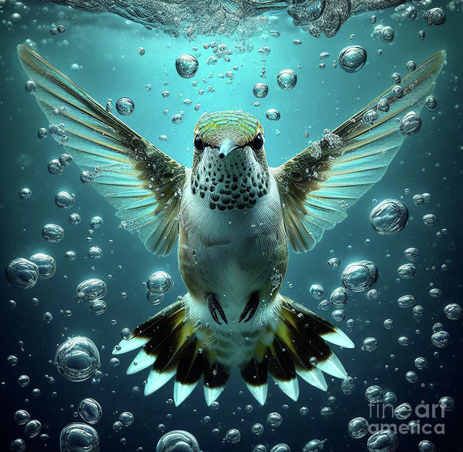 Underwater Hummingbird  Digital Art by Holly Picano