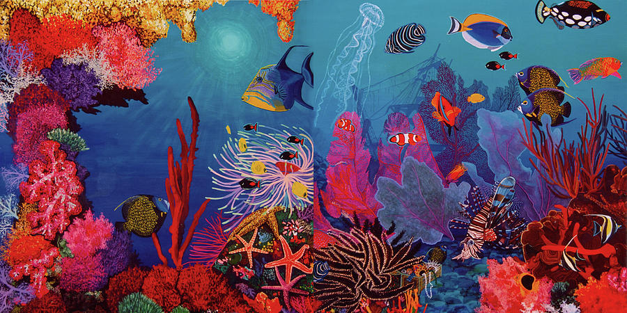 Underwater Life less vibrant Painting by Bonnie Siracusa