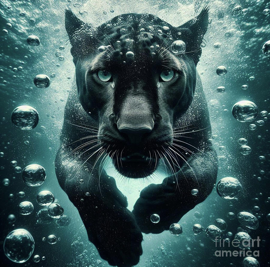 Underwater Panther  Digital Art by Holly Picano
