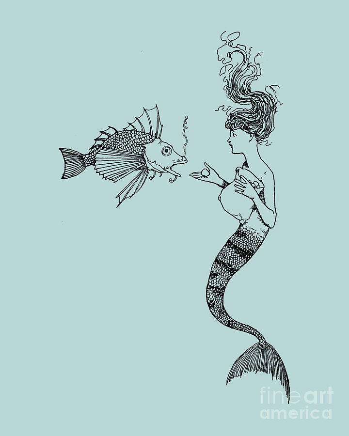 Mermaid Digital Art - Underwater Scene by Madame Memento