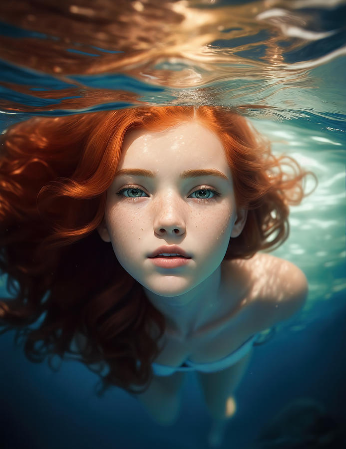 Underwater swimmer girl V2 Digital Art by Jim Brey - Fine Art America