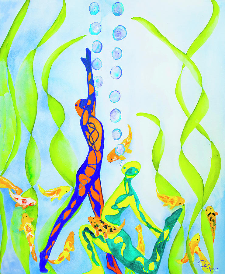 Underwater Yoga Painting by Dee Browning
