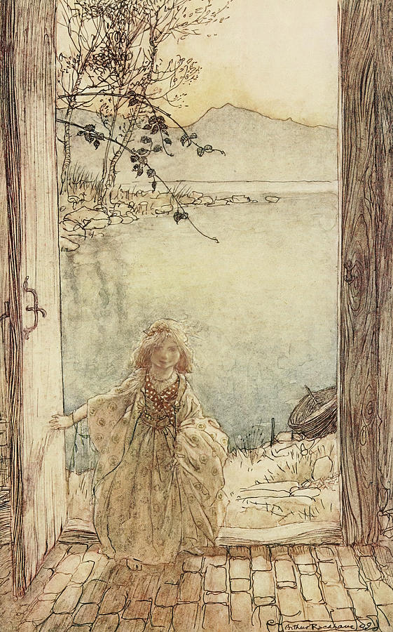 Undine 1909 - Beautiful little girl Drawing by Arthur Rackham