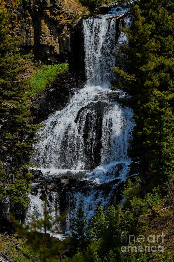 Undine Falls Yellowstone National Park Digital Art by Tammy Keyes