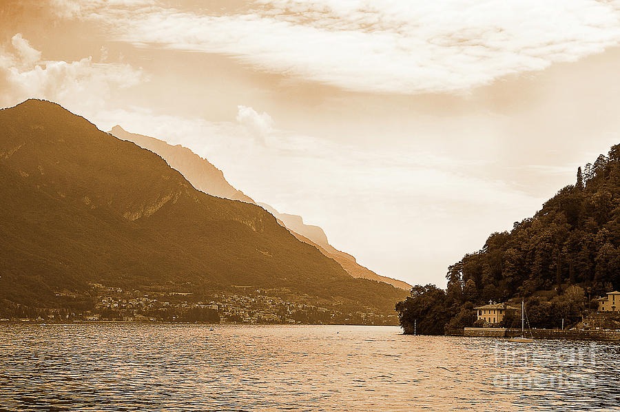Unfurling Sepia Perspective of Lake Como Photograph by Brenda Kean