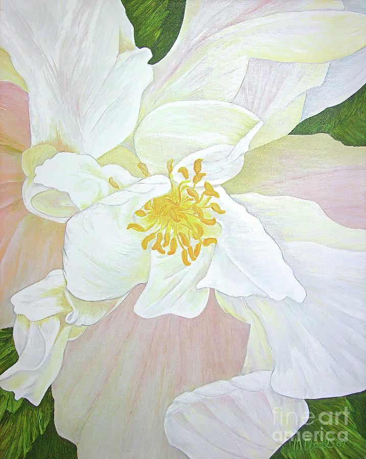Unfurling White Hibiscus Painting by Mary Deal