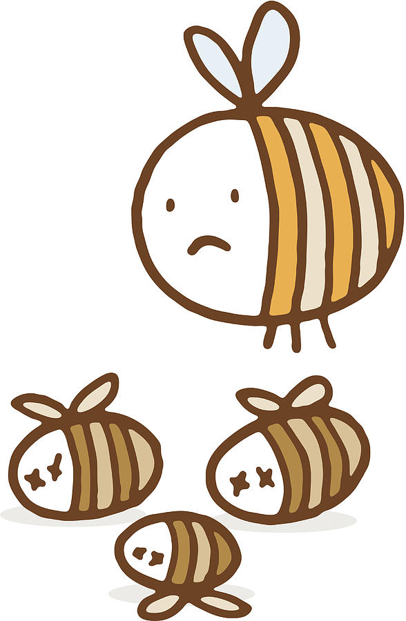 Unhappy bee with dead friends Drawing by Mightyisland