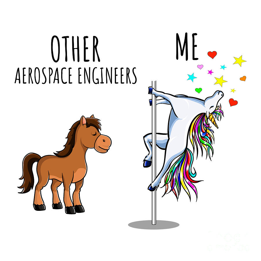 Unicorn Digital Art - Unicorn Aerospace Engineer Other Me Funny Gift for Coworker Women Her Cute Office Birthday Present by Jeff Creation