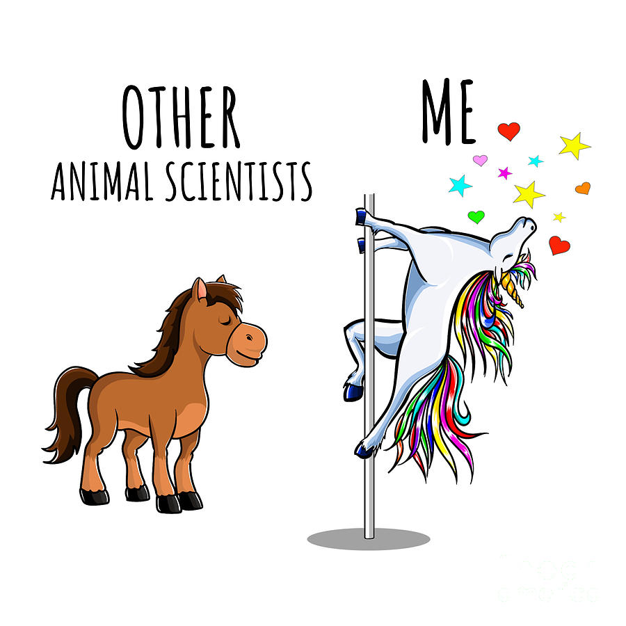 Unicorn Digital Art - Unicorn Animal Scientist Other Me Funny Gift for Coworker Women Her Cute Office Birthday Present by Jeff Creation