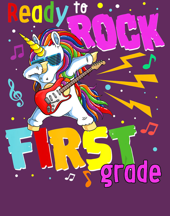 Unicorn Dabbing Ready To Rock First Grade Back To School Digital Art by Quynh Luan Ho